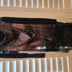 Elegant Black and Brown Long Sleeve Dress